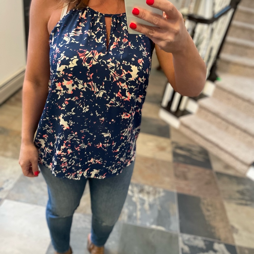 Allison Joy spring blue and pink top.